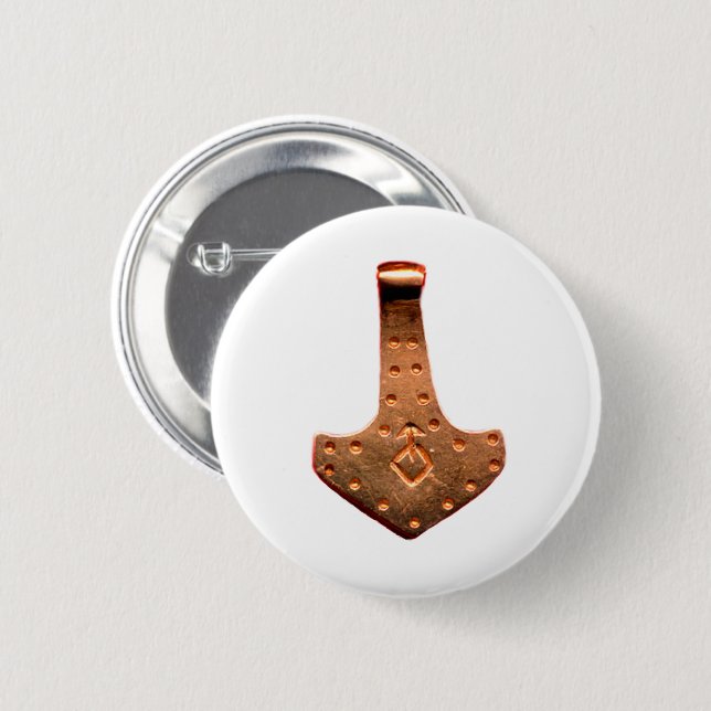Kupfernes Thor-Hammer weißer runder Knopf Button (Vorne & Hinten)
