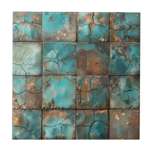 Kupferpatina-Keramikfliese mit distressed-Effekt Fliese