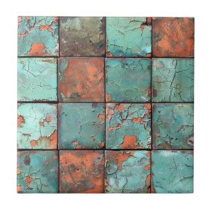 Kupferpatina Keramikfliese mit distressed Finish