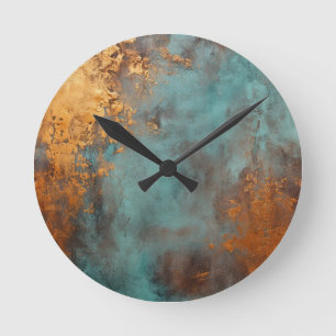 Kupferpatina Rustikal Runde Wanduhr