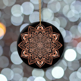 Kupferschneeflocke auf Schwarzer Keramik Ornament