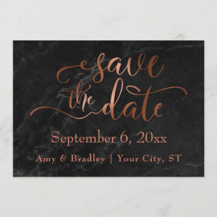 Kupferskript und Schwarzes Marmor Hochzeit speiche Save The Date