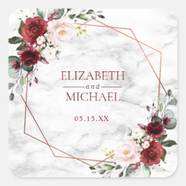 Kupfersticker für Burgundy-Marmor Quadratischer Aufkleber