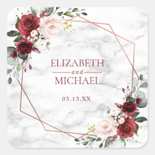 Kupfersticker für Burgundy-Marmor Quadratischer Aufkleber