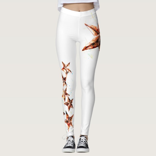 Kupfertöne Grunge Star Leggings (Vorderseite)