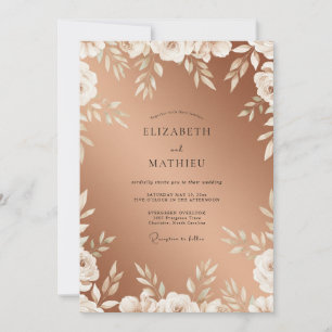 Kupferweiße Blätterhochzeit Einladung