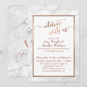 Kupferweißer Marmor Feiert mit uns Hochzeitsfreude Einladung