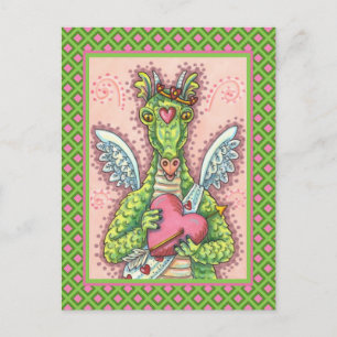 KUPID DRAGON, HERZ UND ARROS FANTASY VALENTINE FEIERTAGSPOSTKARTE