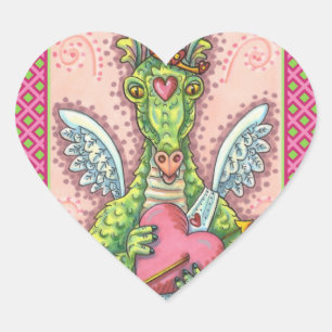 KUPID DRAGON, HERZ UND ARROS FANTASY VALENTINE Herz-Aufkleber