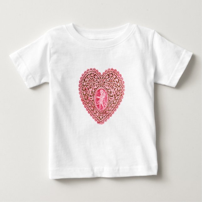 KUPID LACE HERZ, rosa rot Baby T-shirt (Vorderseite)