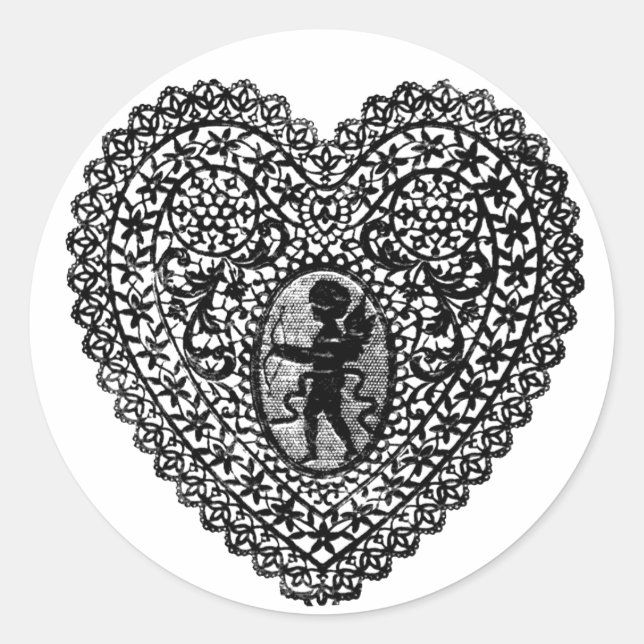KUPID LACE HERZ RUNDER AUFKLEBER (Vorderseite)
