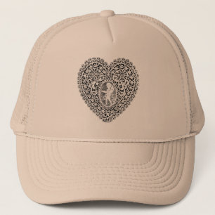 KUPID LACE HERZ, schwarz und weiß Truckerkappe
