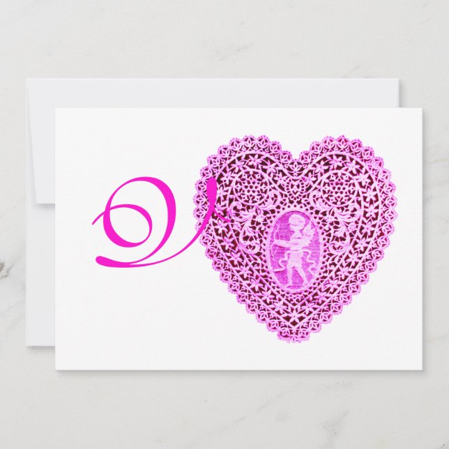 KUPID LACE HERZMONOGRAMM, rotes Fuchsieis Ankündigung (Vorderseite)