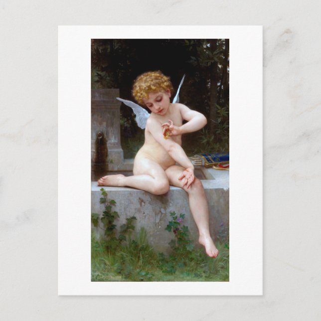 Kupid mit Schmetterling, Bouguereau Postkarte (Vorderseite)