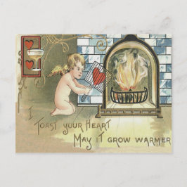 Kupid Toast Heart Fireplace Postkarte