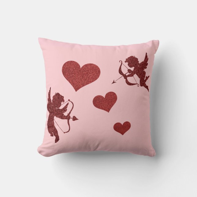 Kupid- und Herzklopfen Kissen (Vorderseite)