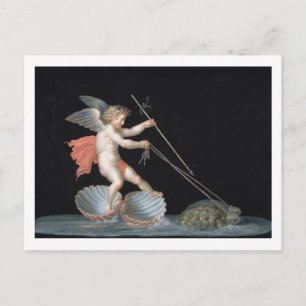 Kupid unter Leitung von Tortoises (Öl auf Tafel) Postkarte