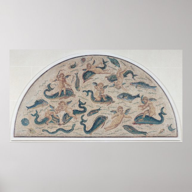 Kupiden, Delphine und Meereswelt aus Utique Poster (Vorne)