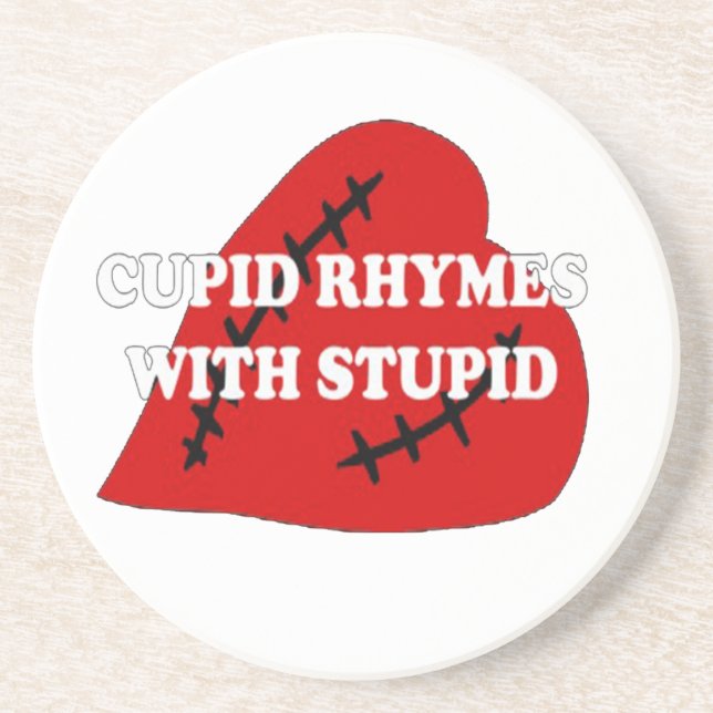 Kupiden Rymnen mit Dummkopf Sandstein Untersetzer (Vorne)