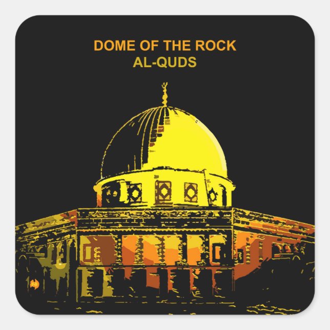 Kuppel des Felsen: Al-Quds-Heartbeat-Sticker Quadratischer Aufkleber (Vorderseite)