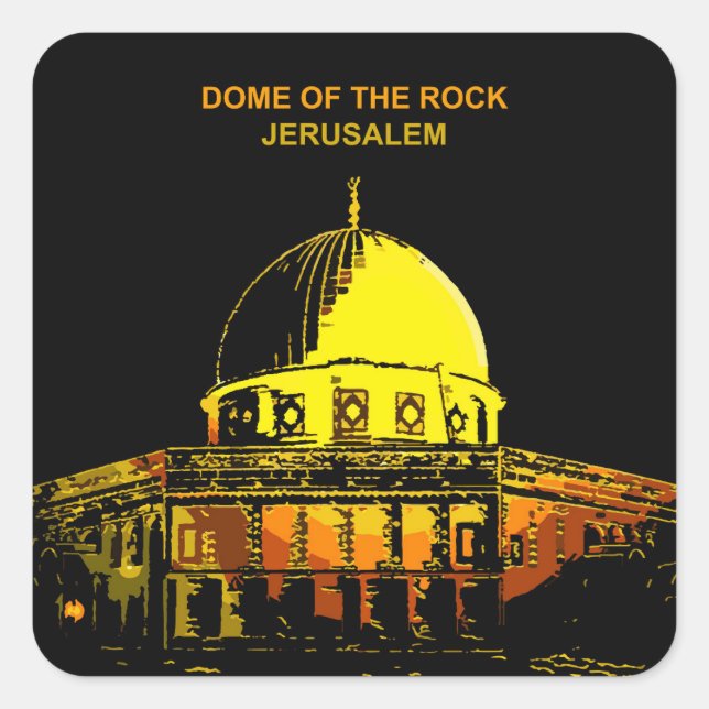 Kuppel des Felsen: Jerusalems Heartbeat-Sticker Quadratischer Aufkleber (Vorderseite)