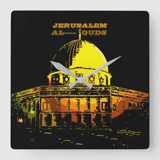 Kuppel des Felsens, Jerusalem Quadratische Wanduhr (Vorderseite)