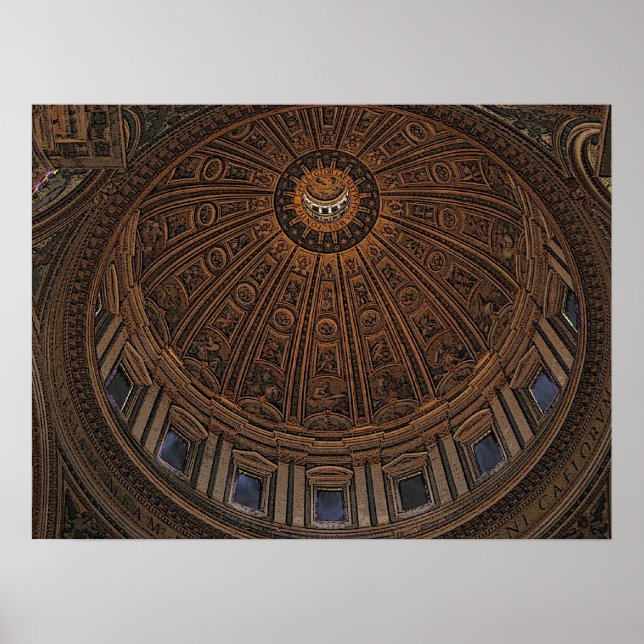 Kuppel zum Himmel im Petersdom Poster (Vorne)