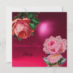 KUPPELLEBERHERZ UND ROSE-VALENTINMONOGRAMM EINLADUNG