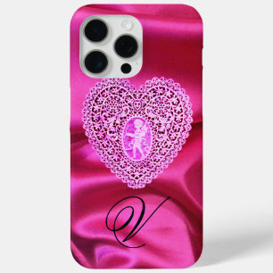 KUPPELLEICHT HERZSILK PINK FUCHSIA CLOTH MONOGRAMM iPhone 15 PRO MAX HÜLLE