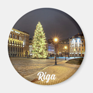 Kuppelplatz mit Weihnachtsbaum in Riga Magnet