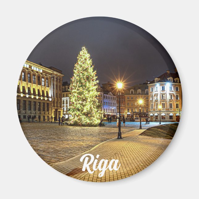 Kuppelplatz mit Weihnachtsbaum in Riga Magnet (Vorne)