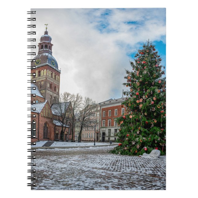 Kuppelplatz mit Weihnachtsbaum in Riga Notizblock (Vorderseite)
