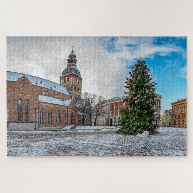 Kuppelplatz mit Weihnachtsbaum in Riga Puzzle (Horizontal)
