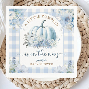 Kürbis auf dem Weg Baby Shower Junge Blau Herbst Serviette