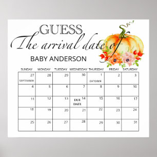 Kürbis-Baby-Party-Schätzung Termin-Kalender Poster