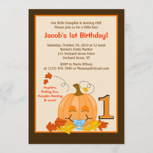Kürbis-Babys 1. Geburtstag Halloween 5x7 Einladung
