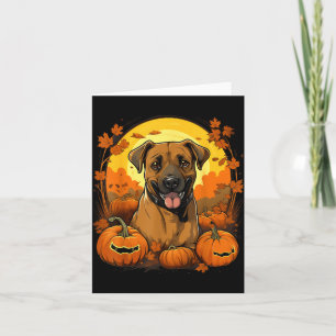 Kürbis Black Mouth Cur Hund Halloween Thanksgiving Karte