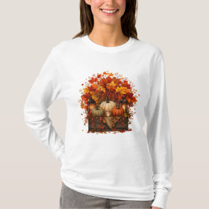 Kürbis Blätter Bäume Herbst Herbstsaison T-Shirt