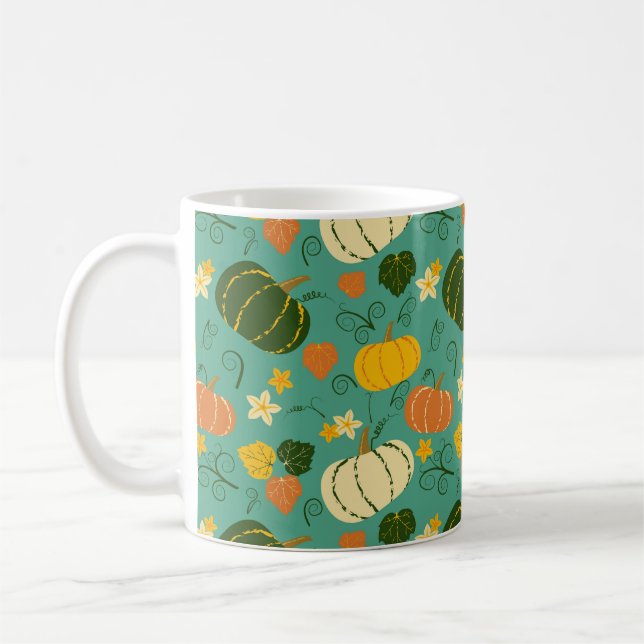 Kürbis, Blätter: Herbstpflanzenmuster Kaffeetasse (Links)