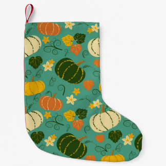 Kürbis, Blätter: Herbstpflanzenmuster Kleiner Weihnachtsstrumpf
