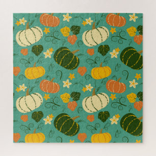 Kürbis, Blätter: Herbstpflanzenmuster Puzzle