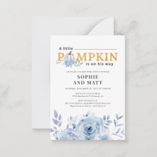 Kürbis Blau Flieder Botanischer Jungen Baby Shower Mitteilungskarte