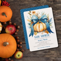 Kürbis Blaues Band Junge Sohn Herbst Baby Shower