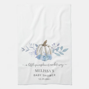 Kürbis-Blumen-Baby-Party Dusty Blau Geschirrtuch