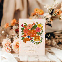 Kürbis-Blumen-Geburtstags-Brunch-Einladung Herbst