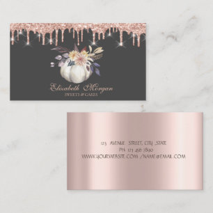 Kürbis-Blumen-Süßigkeiten Rose-Gold-Tropfen Bäcker Visitenkarte