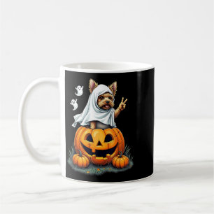 Kürbis Boo Geist Yorkie Hund Halloween Kostüm Kaffeetasse