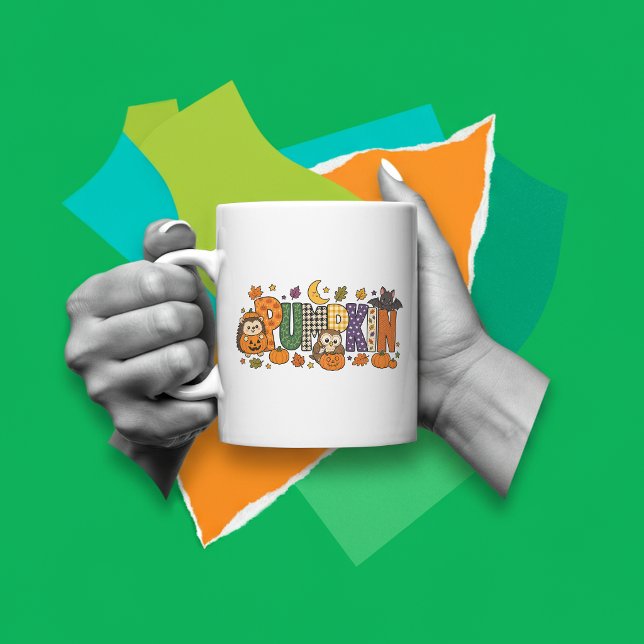 Kürbis-Buchstaben-Block  Kaffeetasse (Von Creator hochgeladen)