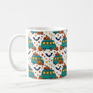 Kürbis-Camper-Van-Herbst-Halloween-Muster Kaffeetasse