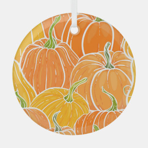 Kürbis-Comic, süßes Herbstmuster. Ornament Aus Glas